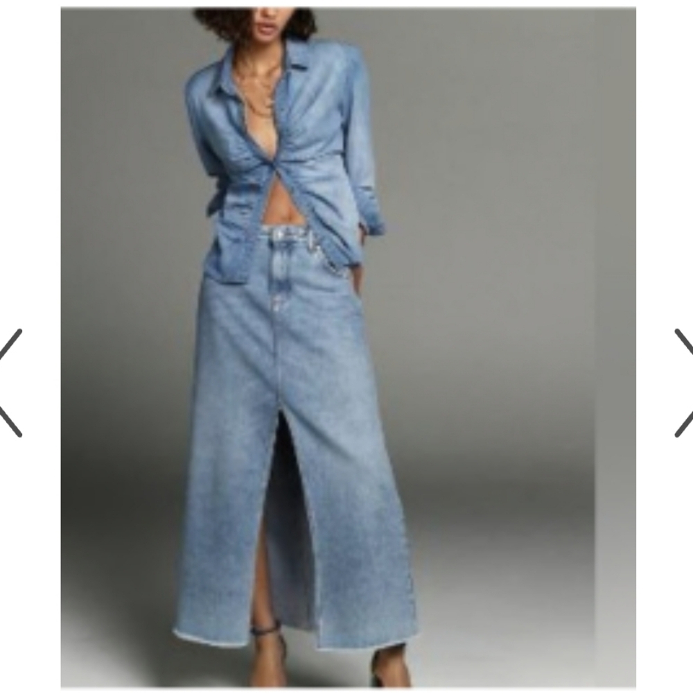 Pilcro Light Blue Denim Skirt with Brand Label - Picture 6 of 13